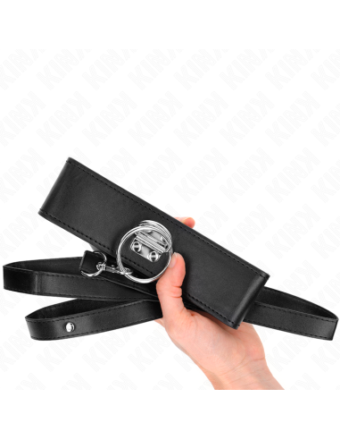 KINK - STUDDED LEASH 116 CM COLLAR WITH LEATHERETTE STRAP 50 X 5 CM