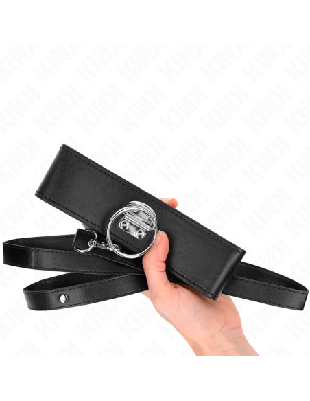 KINK - STUDDED LEASH 116 CM COLLAR WITH LEATHERETTE STRAP 50 X 5 CM
