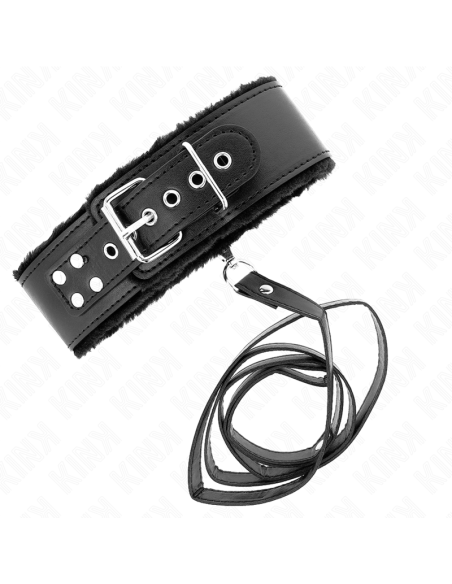 KINK - NECKLACE WITH LEASH 116 CM WITH SILVER STUDS MODEL 4 BLACK ADJUSTABLE 40-48 CM X 6 CM