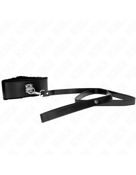 KINK - NECKLACE WITH LEASH 116 CM WITH SILVER STUDS MODEL 4 BLACK ADJUSTABLE 40-48 CM X 6 CM