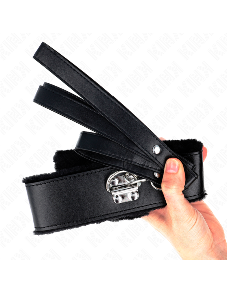 KINK - NECKLACE WITH LEASH 116 CM WITH SILVER STUDS MODEL 4 BLACK ADJUSTABLE 40-48 CM X 6 CM