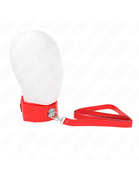 KINK - NECKLACE WITH LEASH 116 CM WITH SILVER STUDS MODEL 4 RED ADJUSTABLE 40-48 CM X 6 CM