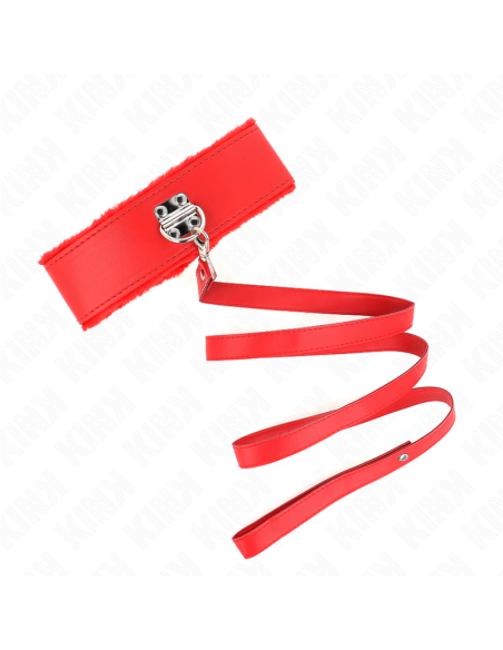 KINK - NECKLACE WITH LEASH 116 CM WITH SILVER STUDS MODEL 4 RED ADJUSTABLE 40-48 CM X 6 CM