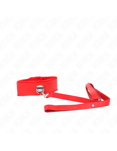 KINK - NECKLACE WITH LEASH 116 CM WITH SILVER STUDS MODEL 4 RED ADJUSTABLE 40-48 CM X 6 CM