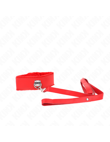 KINK - NECKLACE WITH LEASH 116 CM WITH SILVER STUDS MODEL 4 RED ADJUSTABLE 40-48 CM X 6 CM