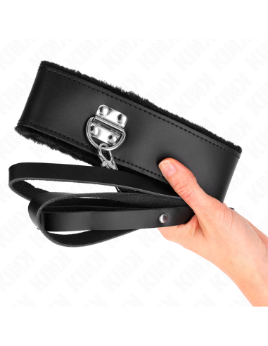 KINK - NECKLACE WITH BELT 116 CM WITH BLACK LEATHER STRAP ADJUSTABLE 40-48 CM X 6 CM