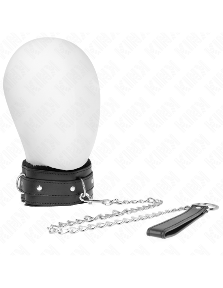 KINK - COLLAR WITH LEASH 65 CM WITH RESTRICTIONS BLACK 36-42 CM X 5.5 CM