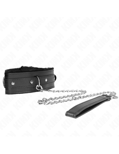 KINK - COLLAR WITH LEASH 65 CM WITH RESTRICTIONS BLACK 36-42 CM X 5.5 CM