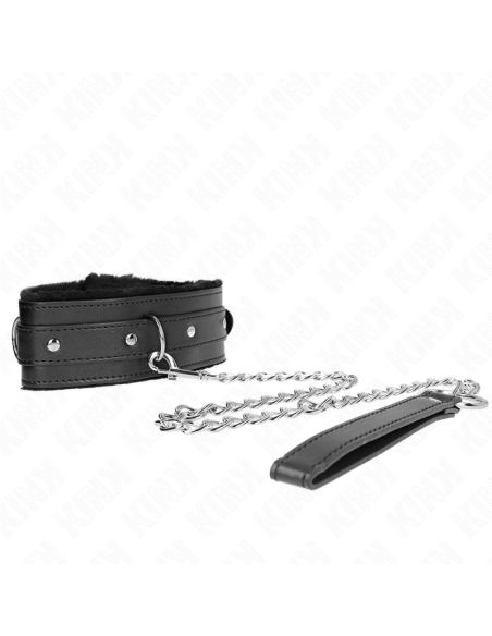 KINK - COLLAR WITH LEASH 65 CM WITH RESTRICTIONS BLACK 36-42 CM X 5.5 CM