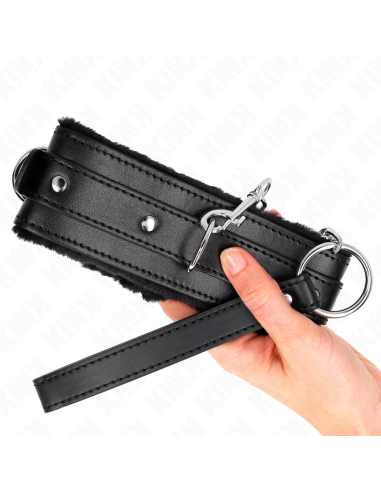 KINK - COLLAR WITH LEASH 65 CM WITH RESTRICTIONS BLACK 36-42 CM X 5.5 CM
