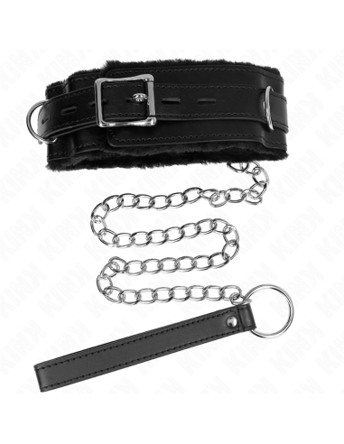 KINK - COLLAR WITH LEASH 65 CM WITH RESTRICTIONS BLACK 36-42 CM X 5.5 CM