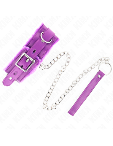 KINK - COLLAR WITH LEASH 65 CM WITH RESTRICTIONS PURPLE 36-42 CM X 5.5 CM