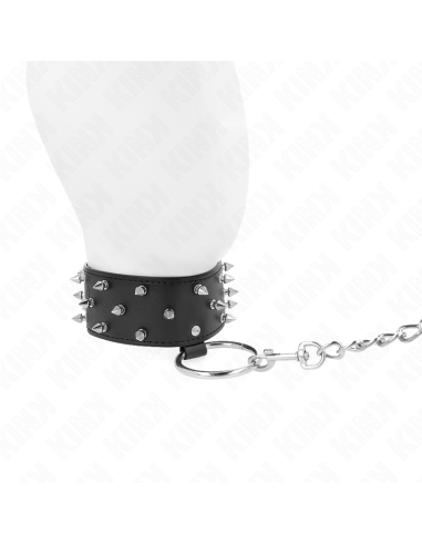 KINK - NECKLACE WITH LEASH 65 CM WITH SILVER STUDS MODEL 5 ADJUSTABLE 36-43 CM X 5 CM