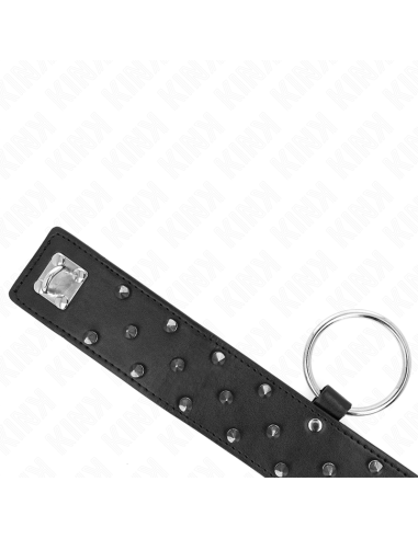 KINK - NECKLACE WITH LEASH 65 CM WITH SILVER STUDS MODEL 5 ADJUSTABLE 36-43 CM X 5 CM