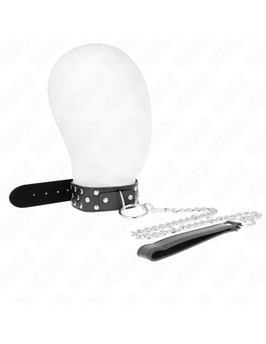 KINK - RING RIVET STRAP NECKLACE WITH BELT 65 CM BLACK ADJUSTABLE 36-50 CM X 3.8 CM