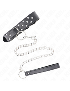 KINK - RING RIVET STRAP NECKLACE WITH BELT 65 CM BLACK ADJUSTABLE 36-50 CM X 3.8 CM 2