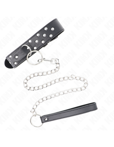 KINK - RING RIVET STRAP NECKLACE WITH BELT 65 CM BLACK ADJUSTABLE 36-50 CM X 3.8 CM