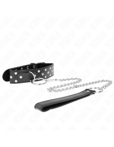 KINK - RING RIVET STRAP NECKLACE WITH BELT 65 CM BLACK ADJUSTABLE 36-50 CM X 3.8 CM