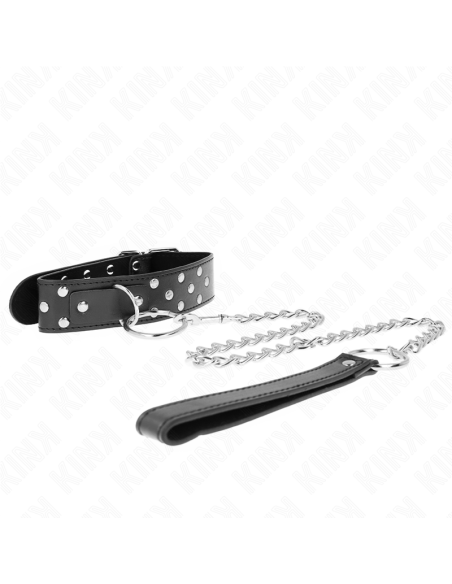 KINK - RING RIVET STRAP NECKLACE WITH BELT 65 CM BLACK ADJUSTABLE 36-50 CM X 3.8 CM