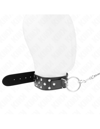 KINK - RING RIVET STRAP NECKLACE WITH BELT 65 CM BLACK ADJUSTABLE 36-50 CM X 3.8 CM