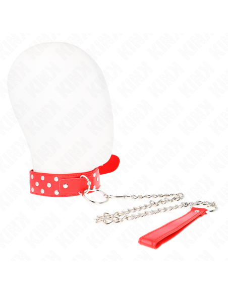 KINK - RING RIVET STRAP NECKLACE WITH BELT 65 CM RED ADJUSTABLE 36-50 CM X 3.8 CM