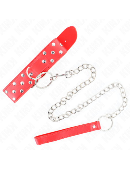 KINK - RING RIVET STRAP NECKLACE WITH BELT 65 CM RED ADJUSTABLE 36-50 CM X 3.8 CM