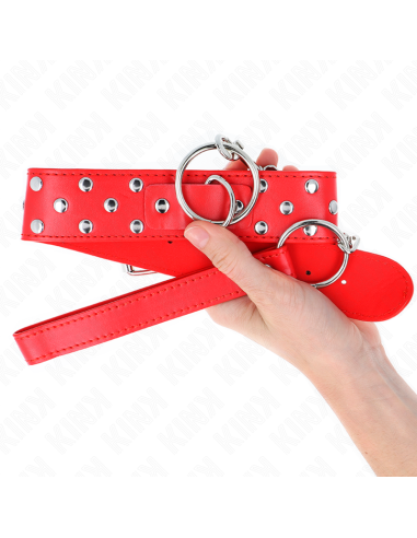 KINK - RING RIVET STRAP NECKLACE WITH BELT 65 CM RED ADJUSTABLE 36-50 CM X 3.8 CM