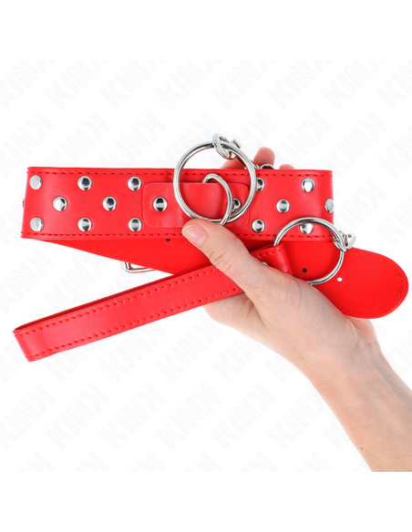 KINK - RING RIVET STRAP NECKLACE WITH BELT 65 CM RED ADJUSTABLE 36-50 CM X 3.8 CM
