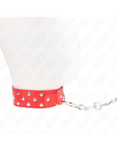 KINK - RING RIVET STRAP NECKLACE WITH BELT 65 CM RED ADJUSTABLE 36-50 CM X 3.8 CM
