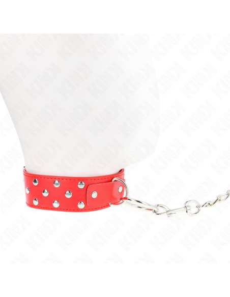 KINK - RING RIVET STRAP NECKLACE WITH BELT 65 CM RED ADJUSTABLE 36-50 CM X 3.8 CM