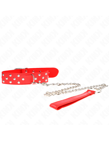 KINK - RING RIVET STRAP NECKLACE WITH BELT 65 CM RED ADJUSTABLE 36-50 CM X 3.8 CM