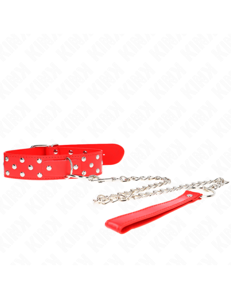 KINK - RING RIVET STRAP NECKLACE WITH BELT 65 CM RED ADJUSTABLE 36-50 CM X 3.8 CM