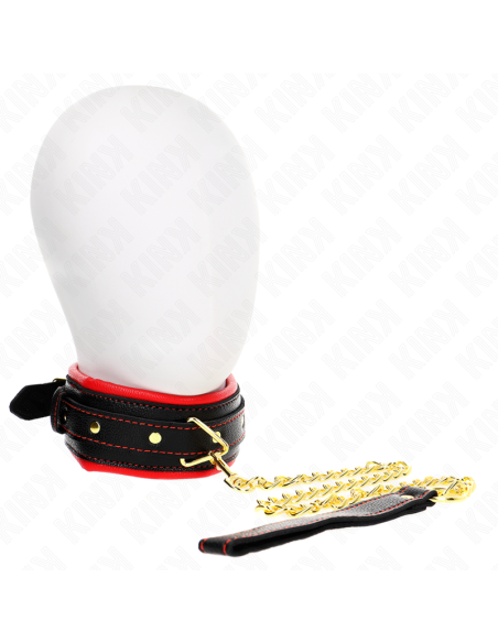 KINK - KAKLO PAPUOŠALAS SU KEMPINĖS DIRBTINĖS ODOS DIRŽELIU, MODELIS 2, REGULIUOJAMAS 37–54 CM X 3 CM