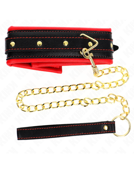 KINK - KAKLO PAPUOŠALAS SU KEMPINĖS DIRBTINĖS ODOS DIRŽELIU, MODELIS 2, REGULIUOJAMAS 37–54 CM X 3 CM