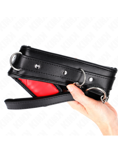 KINK - KAKLO PAPUOŠALAS SU KEMPINĖS DIRBTINĖS ODOS DIRŽELIU, MODELIS 3, REGULIUOJAMAS 37–54 CM X 3 CM