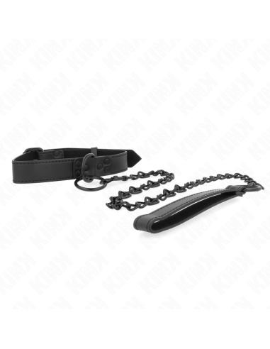 KINK - COLLAR WITH DARK LEASH 65 CM ADJUSTABLE 37-54 CM X 3 CM
