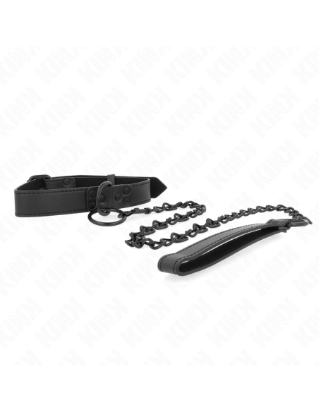 KINK - COLLAR WITH DARK LEASH 65 CM ADJUSTABLE 37-54 CM X 3 CM
