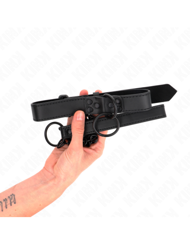 KINK - antkaklis su tamsiu pavadėliu 65 CM, reguliuojamas 37-54 CM x 3 CM