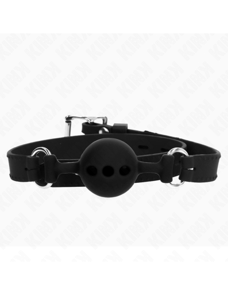 KINK - FULL SILICONE GAG 55 x 2 CM WITH 4 CM BALL SIZE S BLACK ADJUSTABLE 35-51 CM