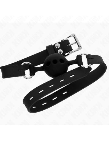 KINK - FULL SILICONE GAG 55 x 2 CM WITH 4 CM BALL SIZE S BLACK ADJUSTABLE 35-51 CM