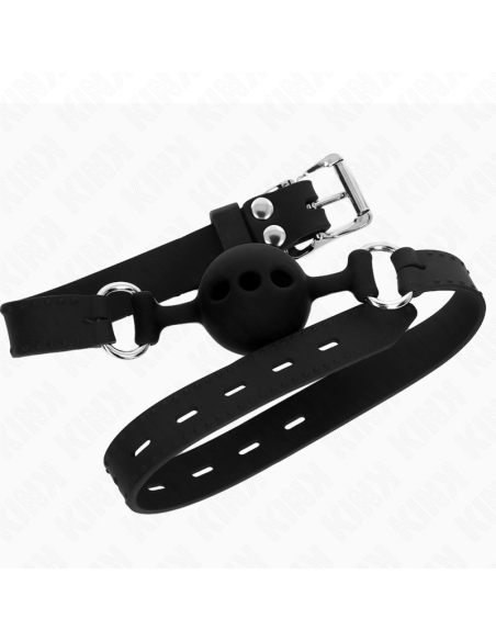 KINK - FULL SILICONE GAG 55 x 2 CM WITH 4 CM BALL SIZE S BLACK ADJUSTABLE 35-51 CM