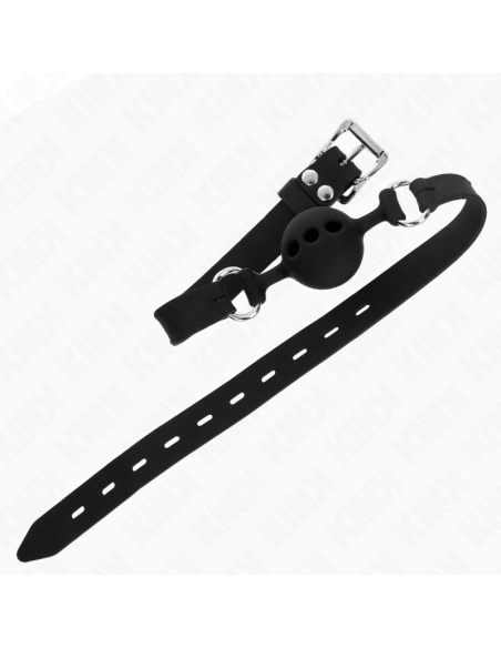 KINK - FULL SILICONE GAG 55 x 2 CM WITH 4 CM BALL SIZE S BLACK ADJUSTABLE 35-51 CM