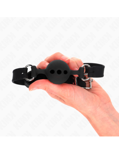 KINK - FULL SILICONE GAG 55 x 2 CM WITH 4 CM BALL SIZE S BLACK ADJUSTABLE 35-51 CM
