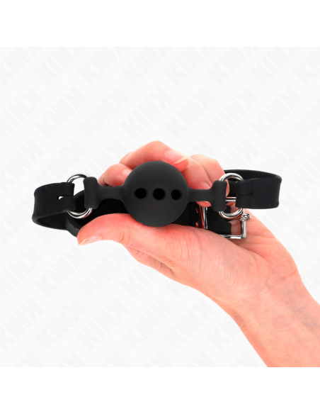 KINK - FULL SILICONE GAG 55 x 2 CM WITH 4 CM BALL SIZE S BLACK ADJUSTABLE 35-51 CM