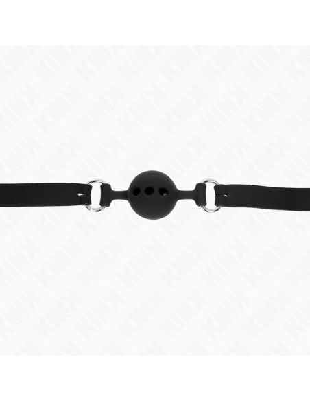 KINK - FULL SILICONE GAG 55 x 2 CM WITH 4 CM BALL SIZE S BLACK ADJUSTABLE 35-51 CM