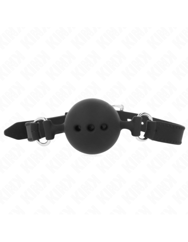 KINK - FULL SILICONE GAG 55 x 2 CM WITH 4.5 CM BALL SIZE M BLACK ADJUSTABLE 35-51 CM