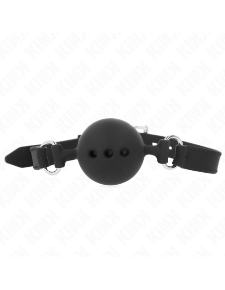 KINK - FULL SILICONE GAG 55 x 2 CM WITH 4.5 CM BALL SIZE M BLACK ADJUSTABLE 35-51 CM