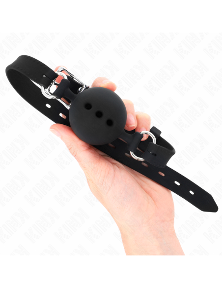 KINK - FULL SILICONE GAG 55 x 2 CM WITH 4.5 CM BALL SIZE M BLACK ADJUSTABLE 35-51 CM