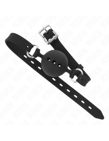 KINK - FULL SILICONE GAG 55 x 2 CM WITH 4.5 CM BALL SIZE M BLACK ADJUSTABLE 35-51 CM
