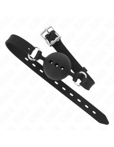 KINK - FULL SILICONE GAG 55 x 2 CM WITH 4.5 CM BALL SIZE M BLACK ADJUSTABLE 35-51 CM